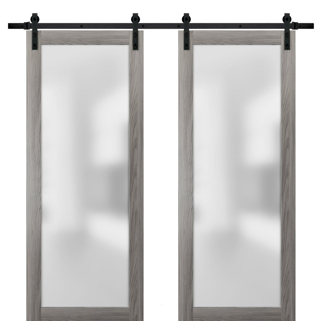 Planum Frosted Glass Wood Barn Doors SARTODOORS 