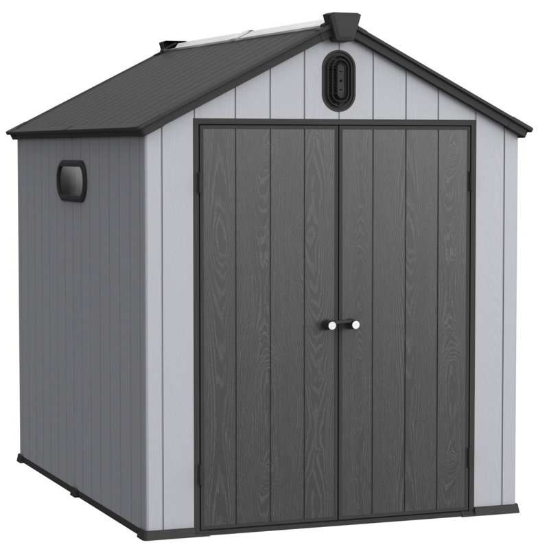 6x8ft Garden Storage Building - Plastic Construction 6*8ft Backyard Supply Room With Hinge Door Plastic, Convenient