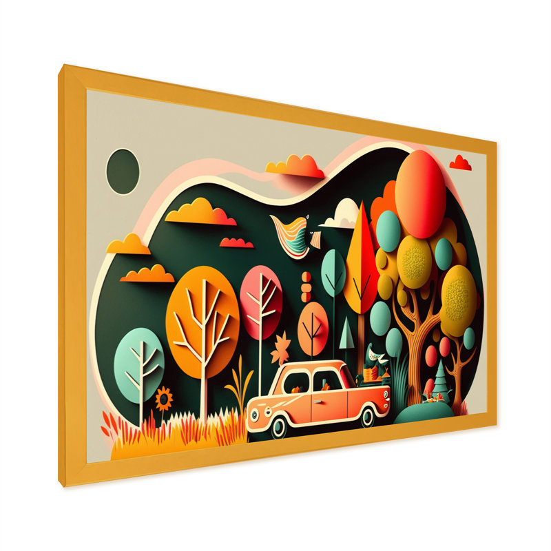 «Futuristic Cityscape with Trees II», reproduction sur toile, L 32 po x H 16 po, Impression dorée sur toile encadrée