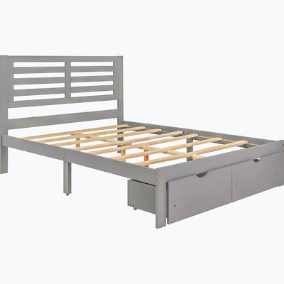 Lit plateforme double avec rangement