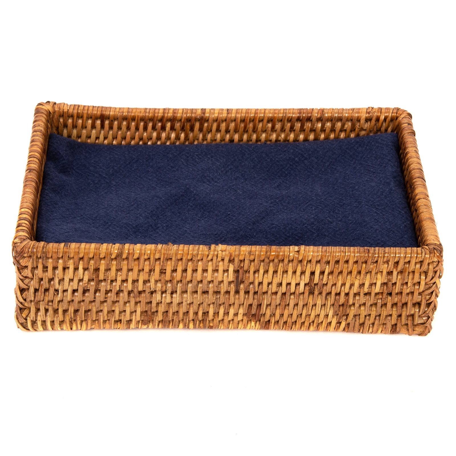 Cynda Rattan Large Guest Towel - Rectangular Napkin Holder, Honey Brown, 2.5" H x 9" W x 6" D