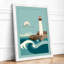 Lighthouse by Moonlight Coastal - Framed Print-122079790-122079791