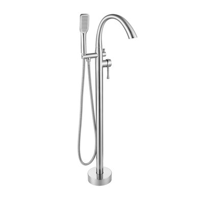 Topcraft Single Handle Floor Mounted Freestanding Tub Faucet with Handheld Shower