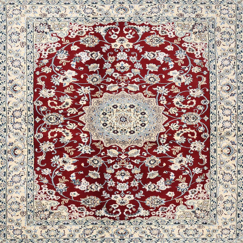 Tapis traditionnel gris / rouge Dedakia, Carré 4 pi