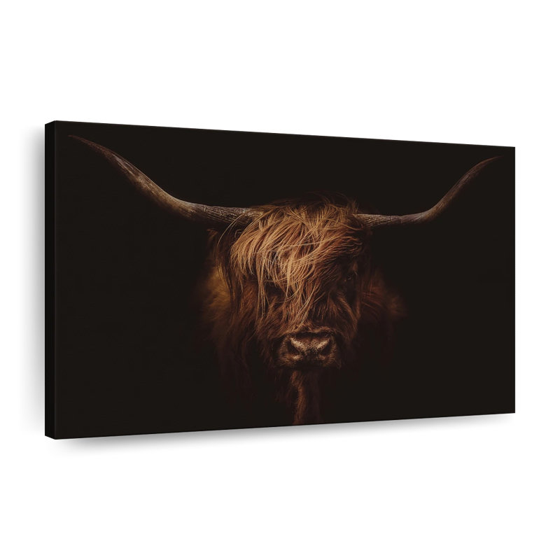 Highland Cow Glowing Beach Sunset sur toile, H 24 po x l 36 po x P 1,25 po