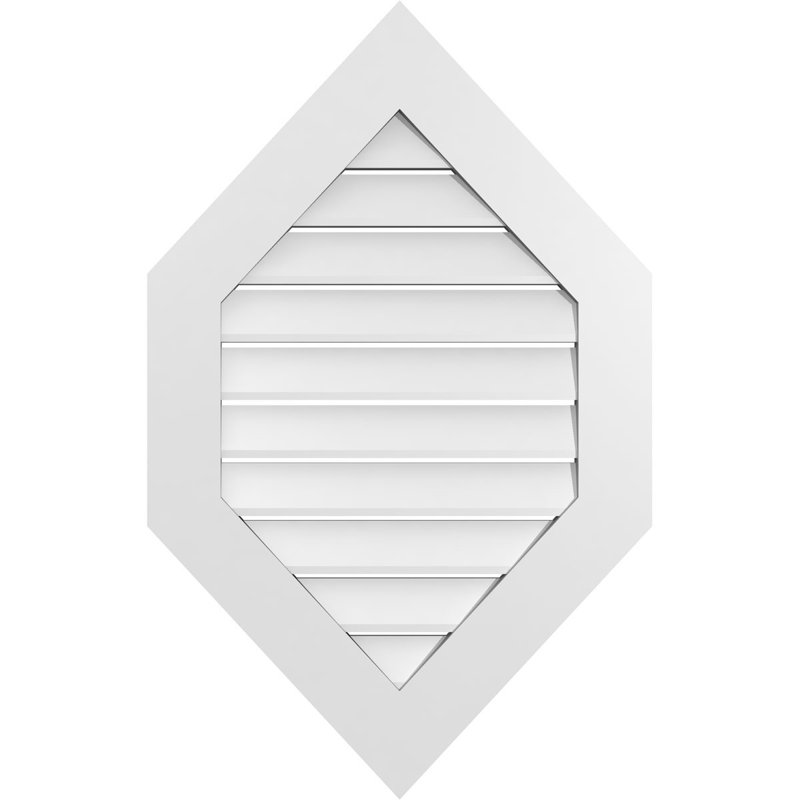Vertical Peaked Surface Mount Signature Urethane Functional Gable Vent 13/12 Pitch, Primed Tan, 38" H x 24" L x 1" W