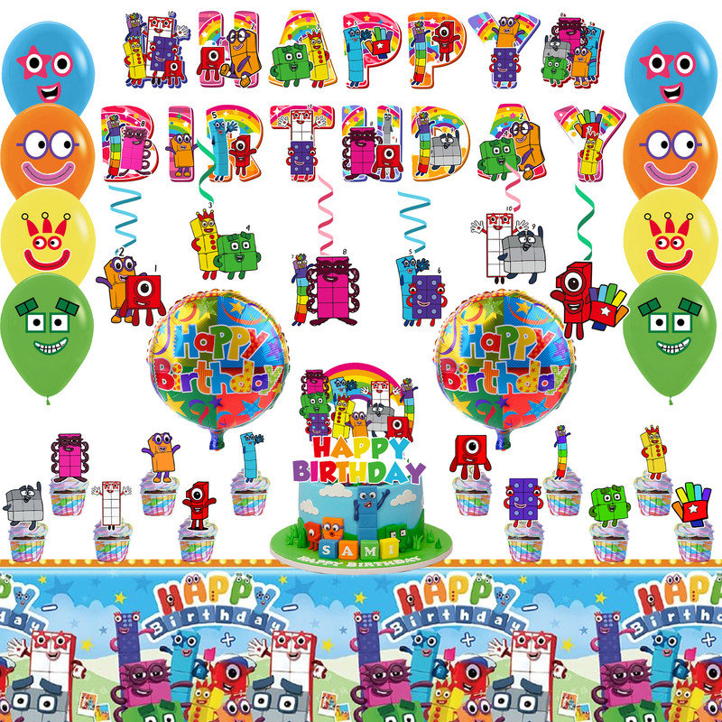 Number Blocks Birthday Party Supplies,35pcs Number Blocks Party Decorations Set