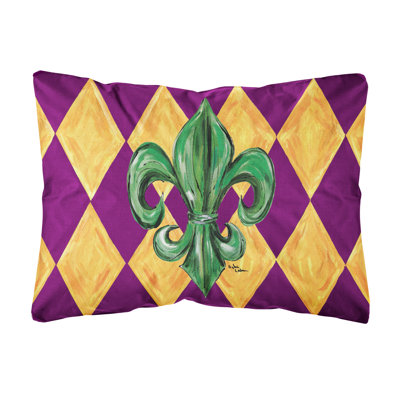 Mardi Gras Geometric Outdoor Reversible Throw Pillow