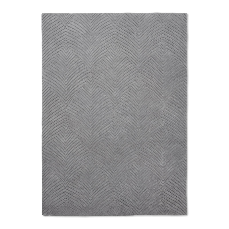 Folia Wool Chevron Area Rug in Gray, Rectangle 6'7" x 9'2"