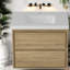 Meuble-lavabo en bois naturel avec lavabo, conception moderne peu encombrante