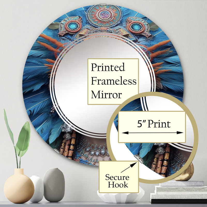 Mailla - Miroir mural rond moderne, 24 po x 24 po