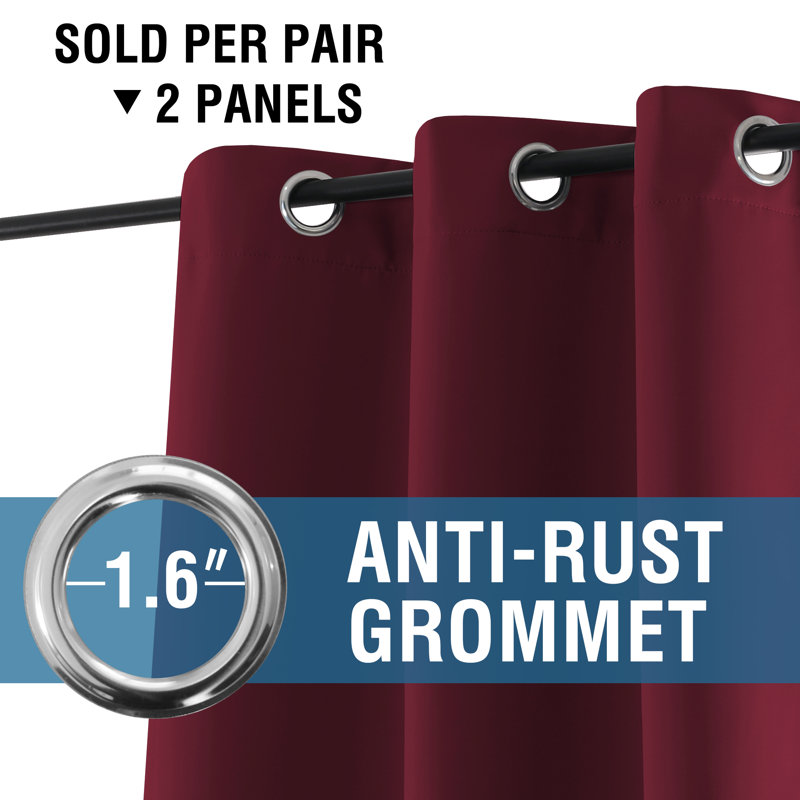 Curtains for Bedroom/Living Room 2 Panels Set - Thermal Insulated Room Darkening Grommet Top Curtains, Burgundy Red