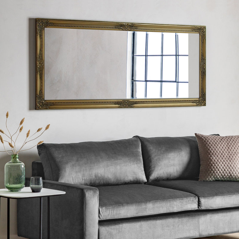Brackenbury Solid Wood Rectangle Mirror, Antique Gold