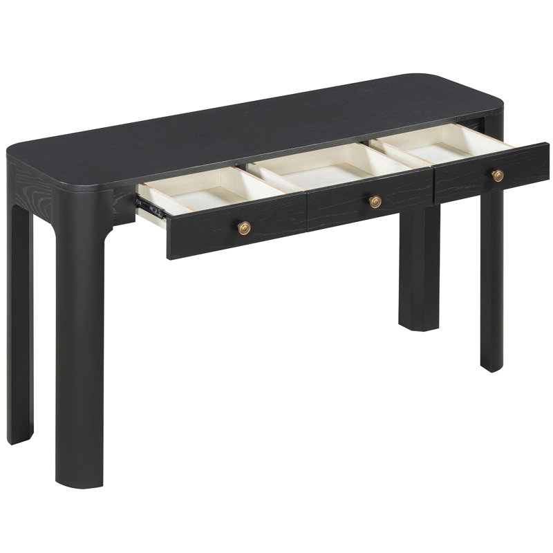 Console élégante en bois avec canapé et table d'entrée, Noir