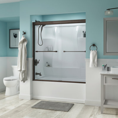 Windemere 60" x 58-1/8" Semi-Frameless Traditional Sliding Bathtub Door with Clear Glass