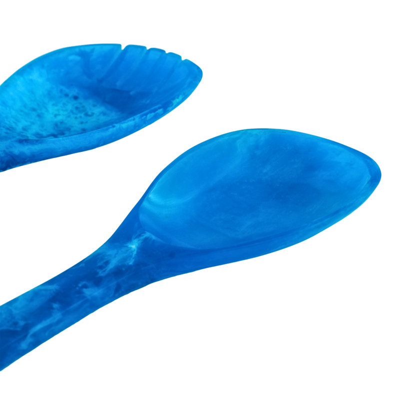 Lucente Tortoise Shell Resin Salad Server Set, Blue