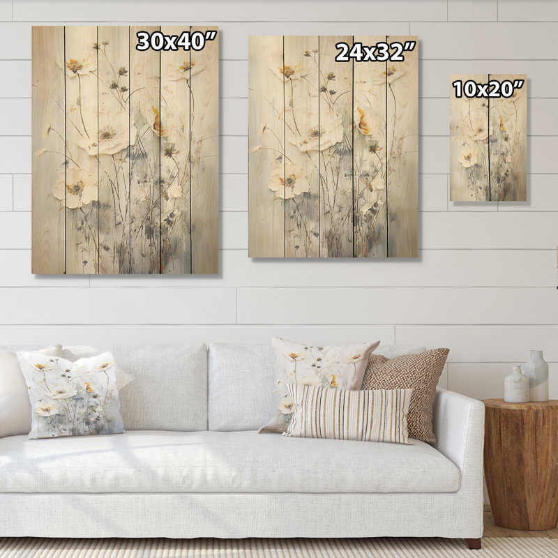 Fleurs blanches blanches, fantaisie florale, H 32 po x l 24 po