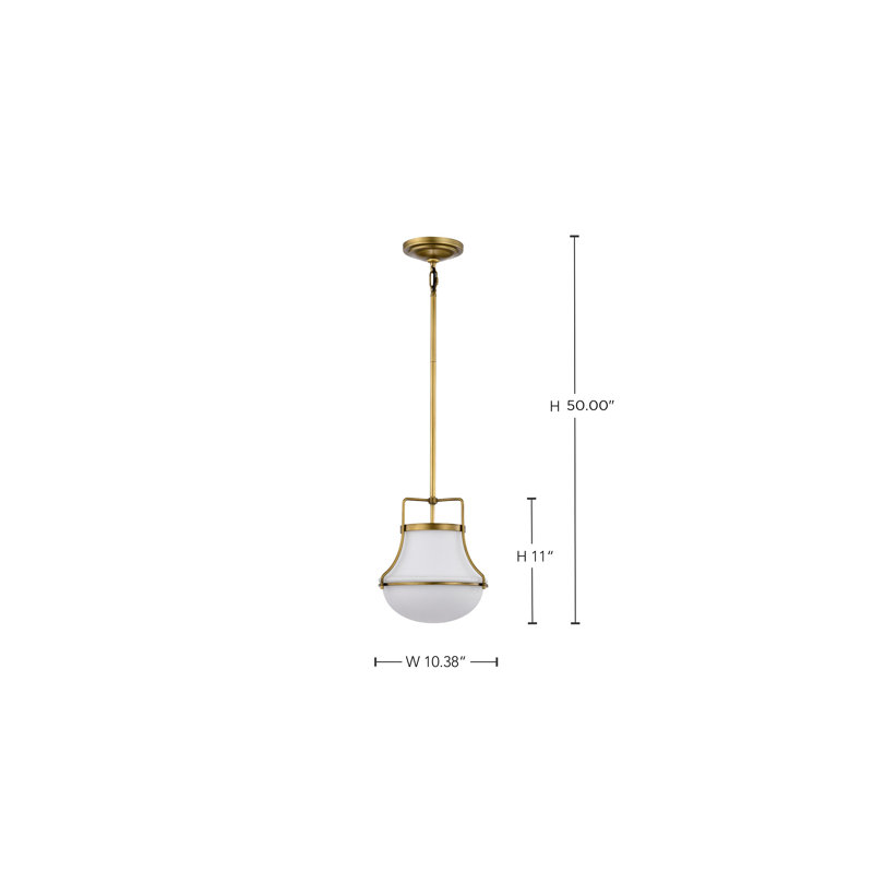 Luminaire suspendu 1 lumière Bashaw, Laiton naturel, H 50 po x l 10,38 po x P 10,38 po