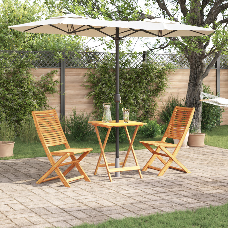 Set Of 2 Natural Wood Solid Acacia Wood 60 Cm Table Length