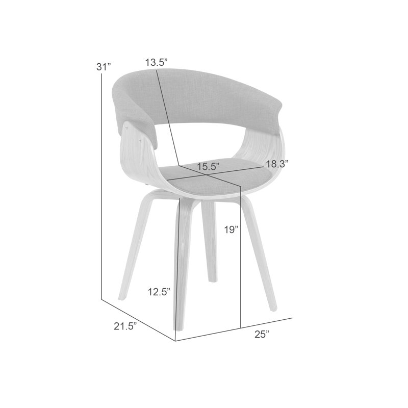 Krystyna Mid-Century Upholstered Dining Chair, Green, Oak Wood