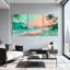 Nautique et plage, plage tropicale, coucher de soleil, vagues, palmiers, océan, ensemble de 3 impressions sur toile-118111512