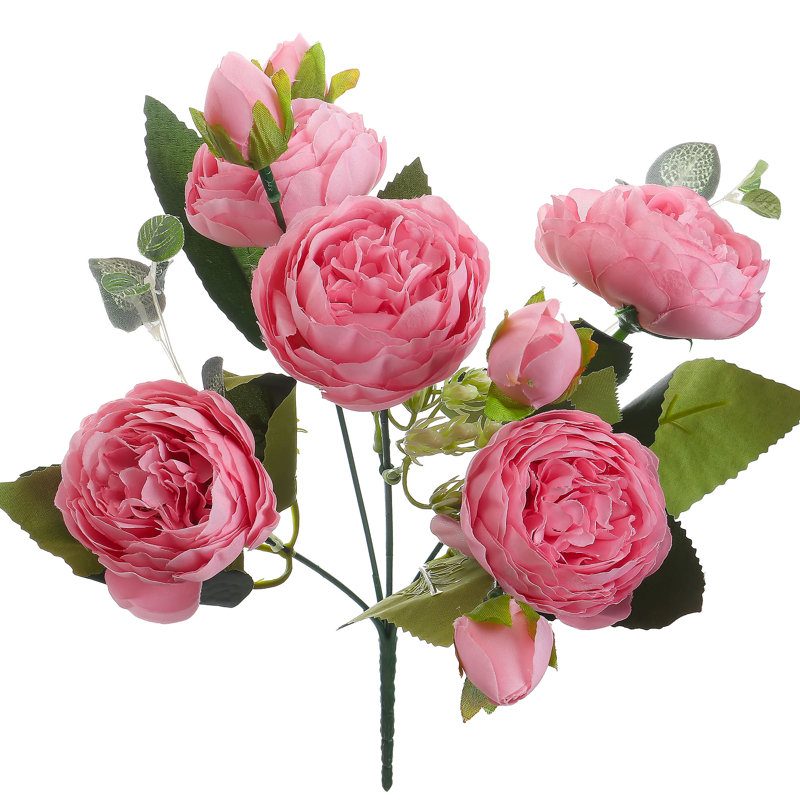 2 faisceaux artificiels de bouquet de pivoines pour décor de vase de fête de mariage, Rose