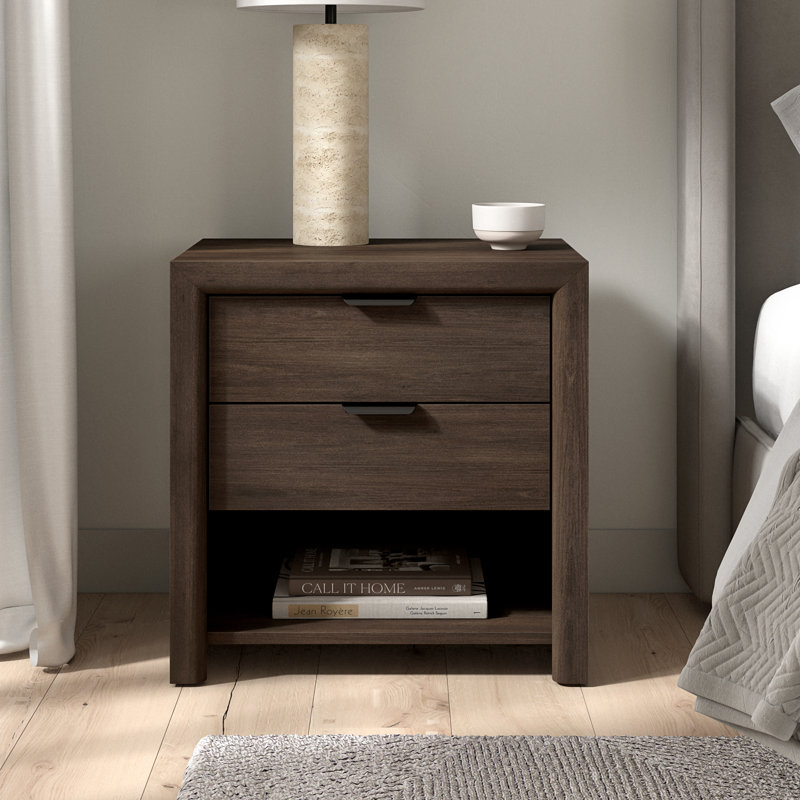 Clarice 24" Rectangular Nightstand in Brown Oak, Brown Oak