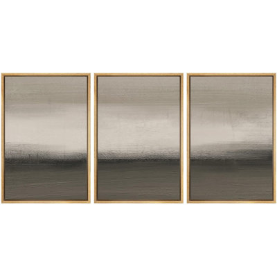 «Minimal Landscape Pastel Duotone Grey Paint Stroke Landscape Abstract Shapes Modern Art Decor on Canvas», reproduction de 3 pièces