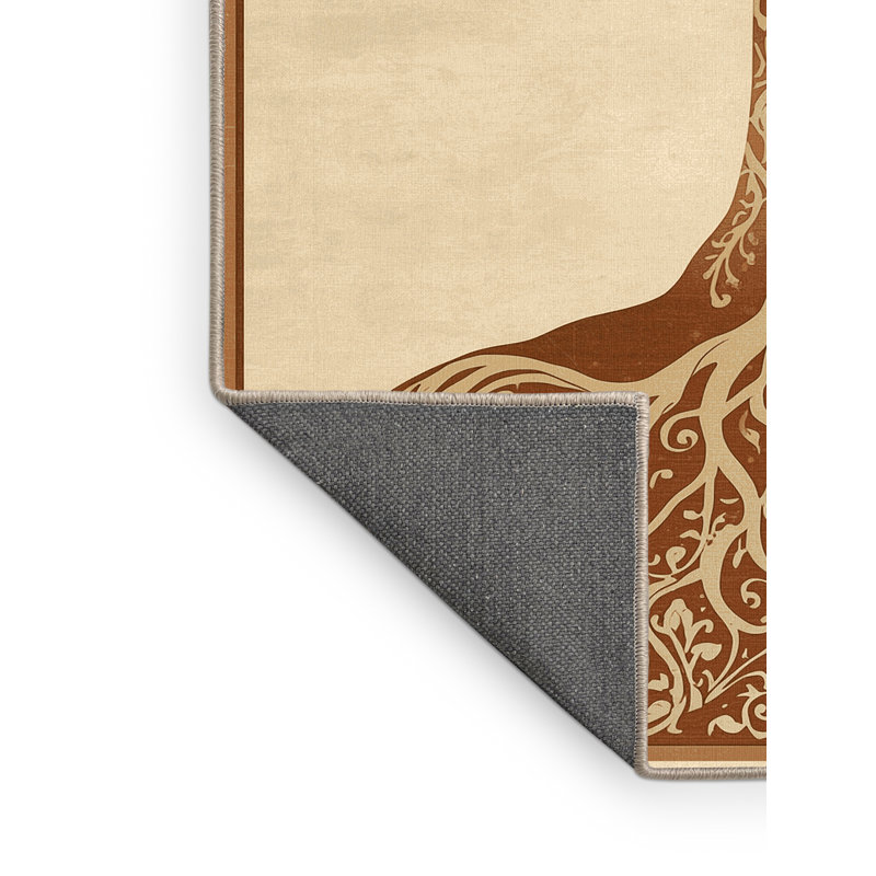 Tapis moelleux moelleux à motif floral avec branches et racines, 4 x 2