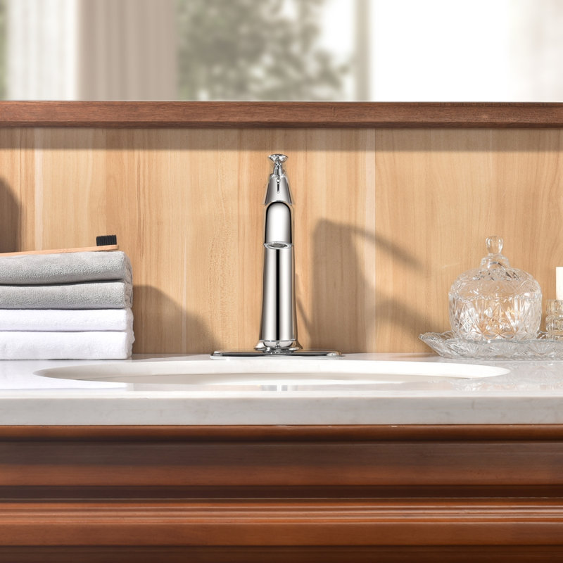 Robinet de lavabo de salle de bain à poignée simple à fixation sur le comptoir - chrome poli Stilleto, Chrome poli