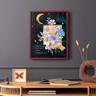 Moonlight Flowers III, reproduction encadrée - bois massif
