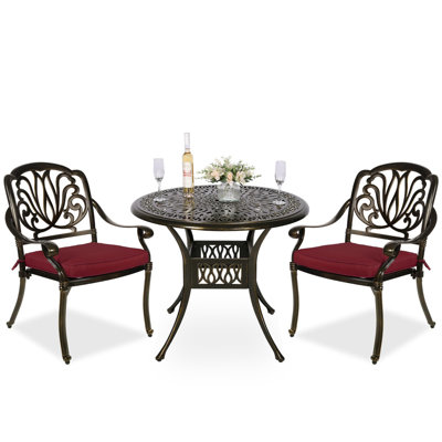 Ensemble bistro rond avec coussins 35,4 po