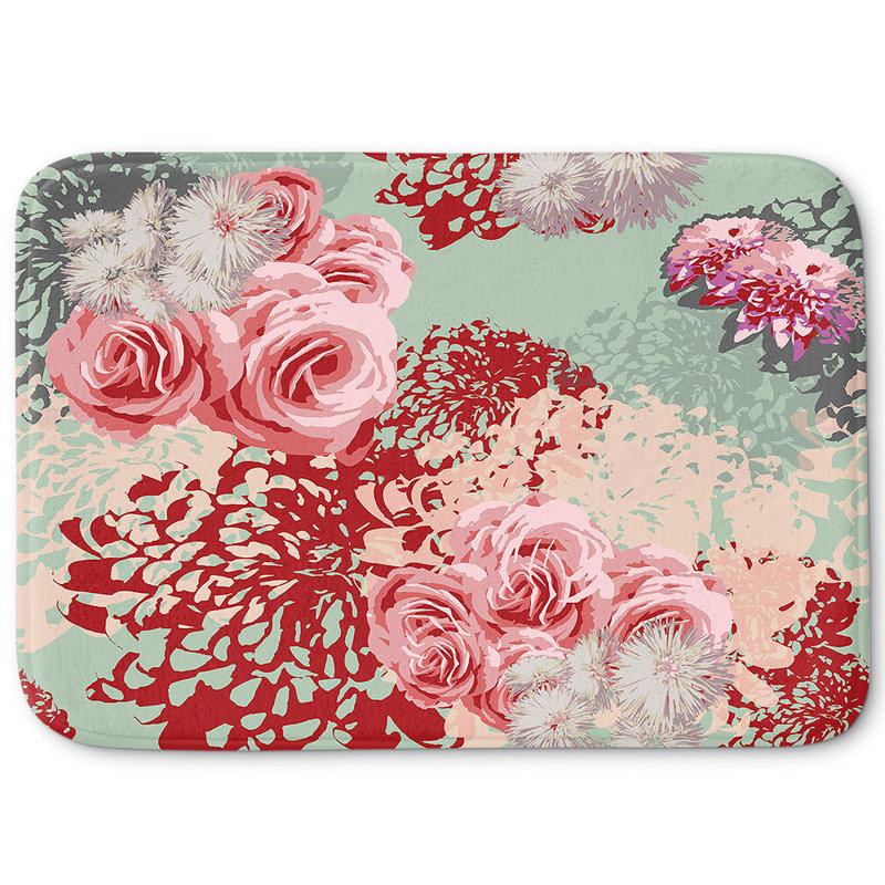 Tapis pour salle de bain en mousse mémoire menthe rosé, l 24 po x L 17 po x H 1 po