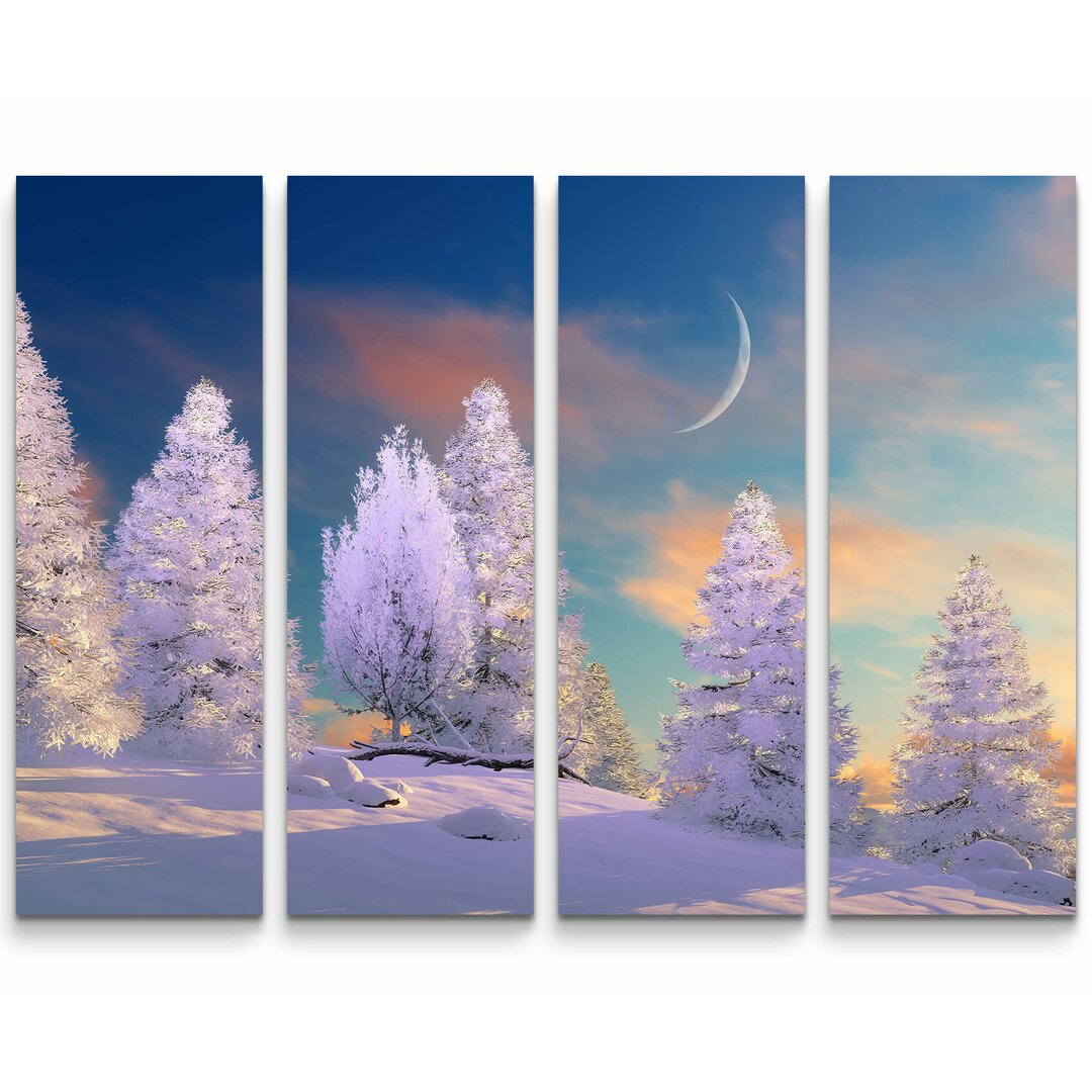 4-tlg. Leinwandbilder-Set Märchenhafte Winterlandschaft