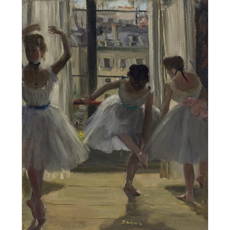"Danseurs dans une salle d'exercice" par Edgar Degas - Art mural sur toile tendue avec châssis, H 24 po x l 17 po