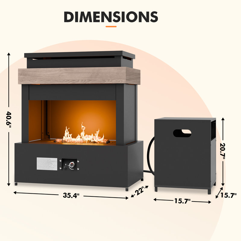 Outdoor Fire Pit, Propane Gas Fireplace with Tank Storage