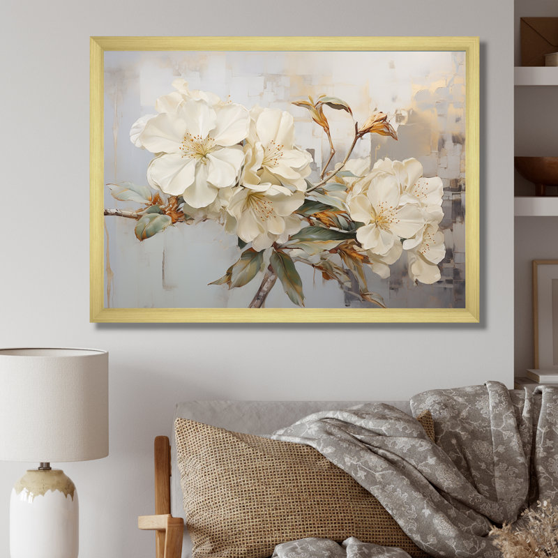 Essence de simplicité rhododendron VI, H 34 po x l 44 po x P 1,5 po, Cadre doré simple