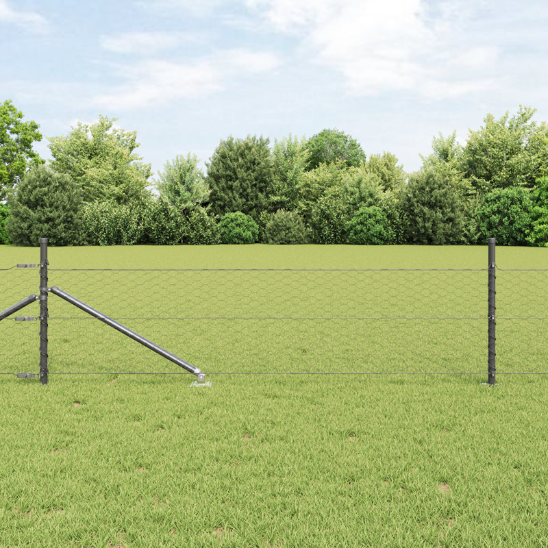 Vidaxl Hexagon Fence 0.4 M Steel, Grey, 40cm H x 2500cm W