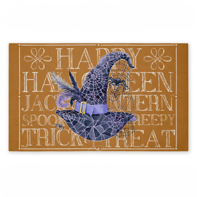 Tapis de porte d'extérieur Witchy Hat & Spooky Expresss, par Paul Brent, 18 po x 30 po