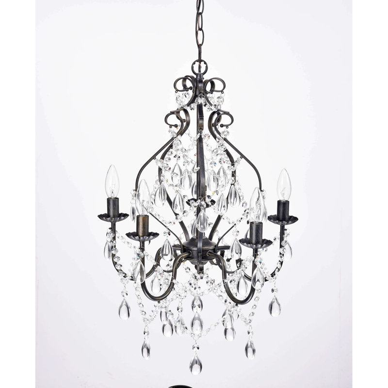 Lustre classique / traditionnel noir à 5 lumières de style bougie Wilkerson