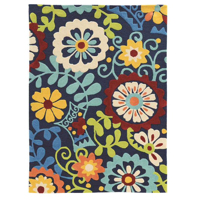 Equelle Hand Tufted Floral Indoor Rug, Rectangle 1'10" x 2'10"
