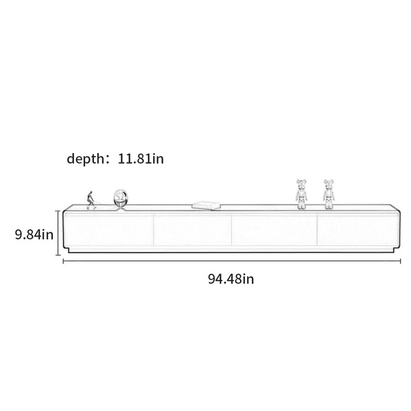 Meuble télé haut de gamme italien, 9.84" H x 94.48" W x 11.81" D