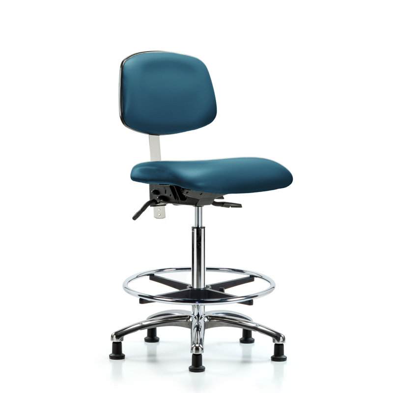 Chaise de travail en vinyle Kumie, Bleu marine