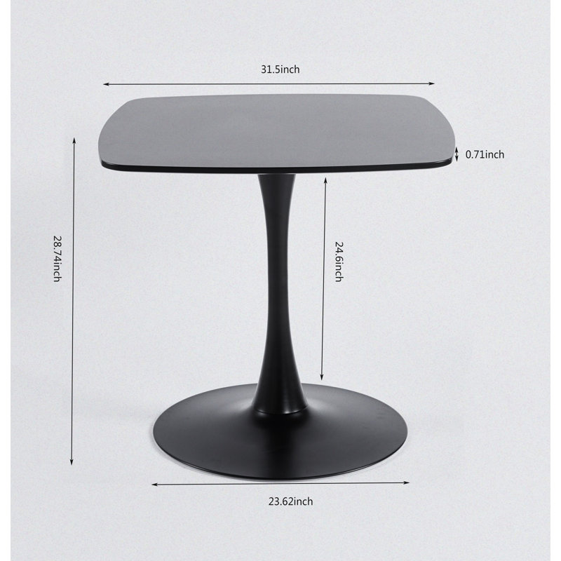 Table de salle à manger Princeton, Noir, L 31,52 po x L 31,52 po