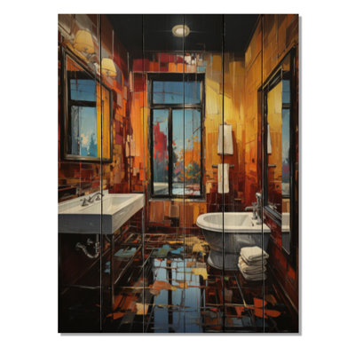 Salle de bain audacieuse et moderne III - impression sur bois sans cadre