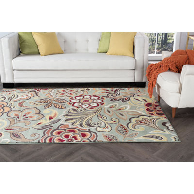 Elmer Transitional Floral Indoor Area Rug for Living Room, Dining Room, Bedroom