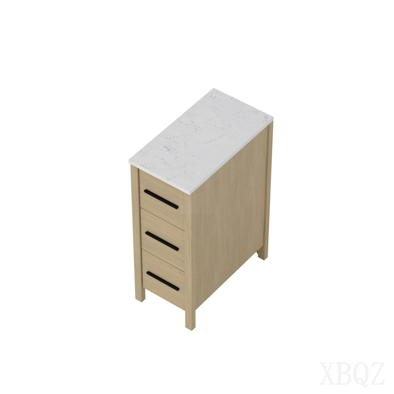 12" Bathroom Vanity Cabinet,Freestangding Storage Vanity Cabinet With Countertop