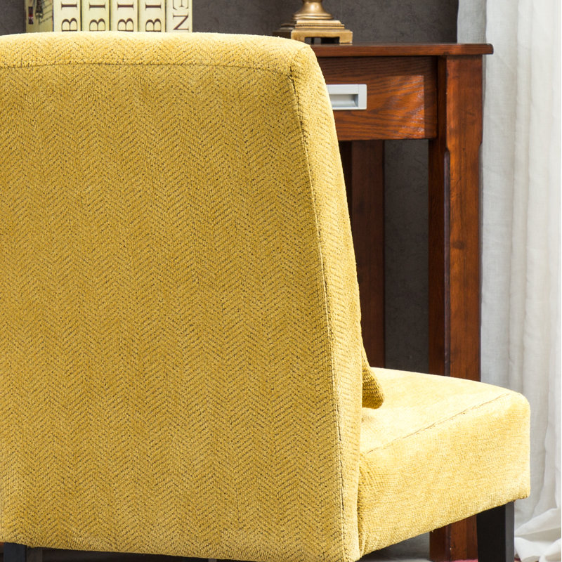 Fauteuil d'appoint sans accoudoirs avec coussin Pisano, Chenille jaune