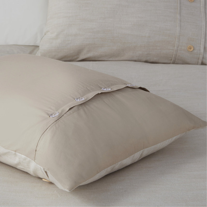 Housse d'édredon pour lit très grand / très grand en coton biologique - surdimensionnée avec insert et détails de patte de boutonnage 60% coton naturel, texture douce amovible