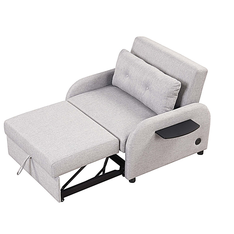 Canapé-lit escamotable 3 en 1 avec charge USB, Gris